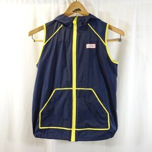Hunter Target Blue Yellow Trim Sleeveless Hooded
